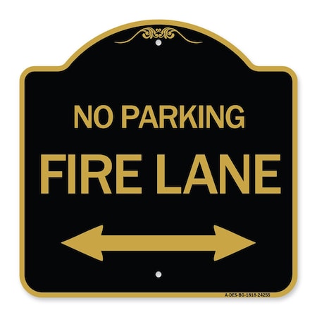 Signmission Colorado Fire Lane W/ Bidirectional Arrow, Black & Gold Aluminum Sign, 18" x 18", BG-1818-24255 A-DES-BG-1818-24255